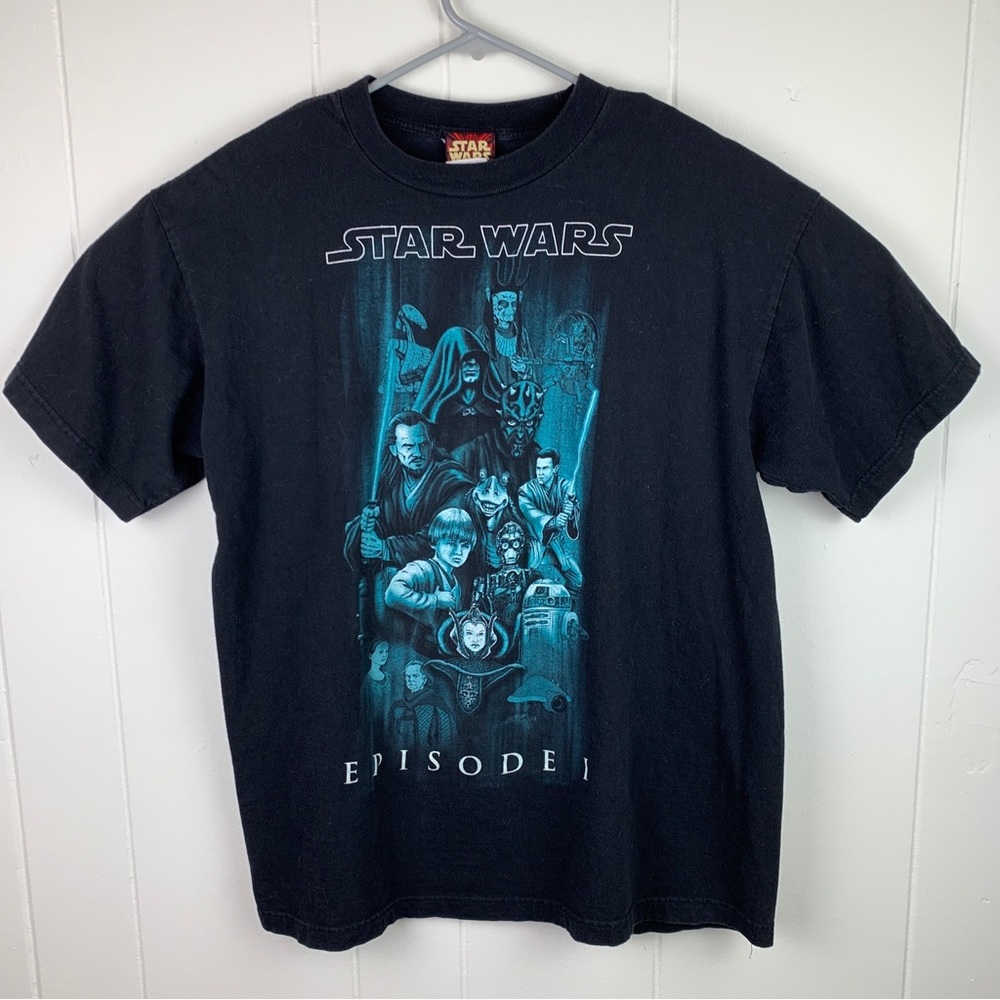 Star Wars Episode 1 Shirt Black Movie Promo Mens Large